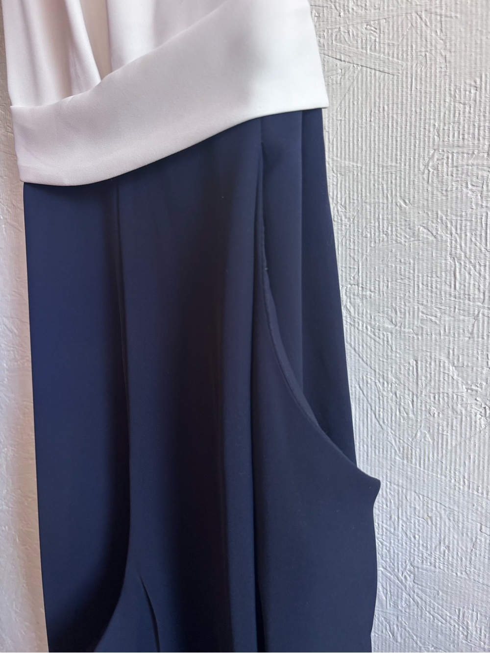 Phase Eight White Ruffle Navy Blue Belted Pocket Wide Leg Tailored Jumpsuit - Picture 7 of 16